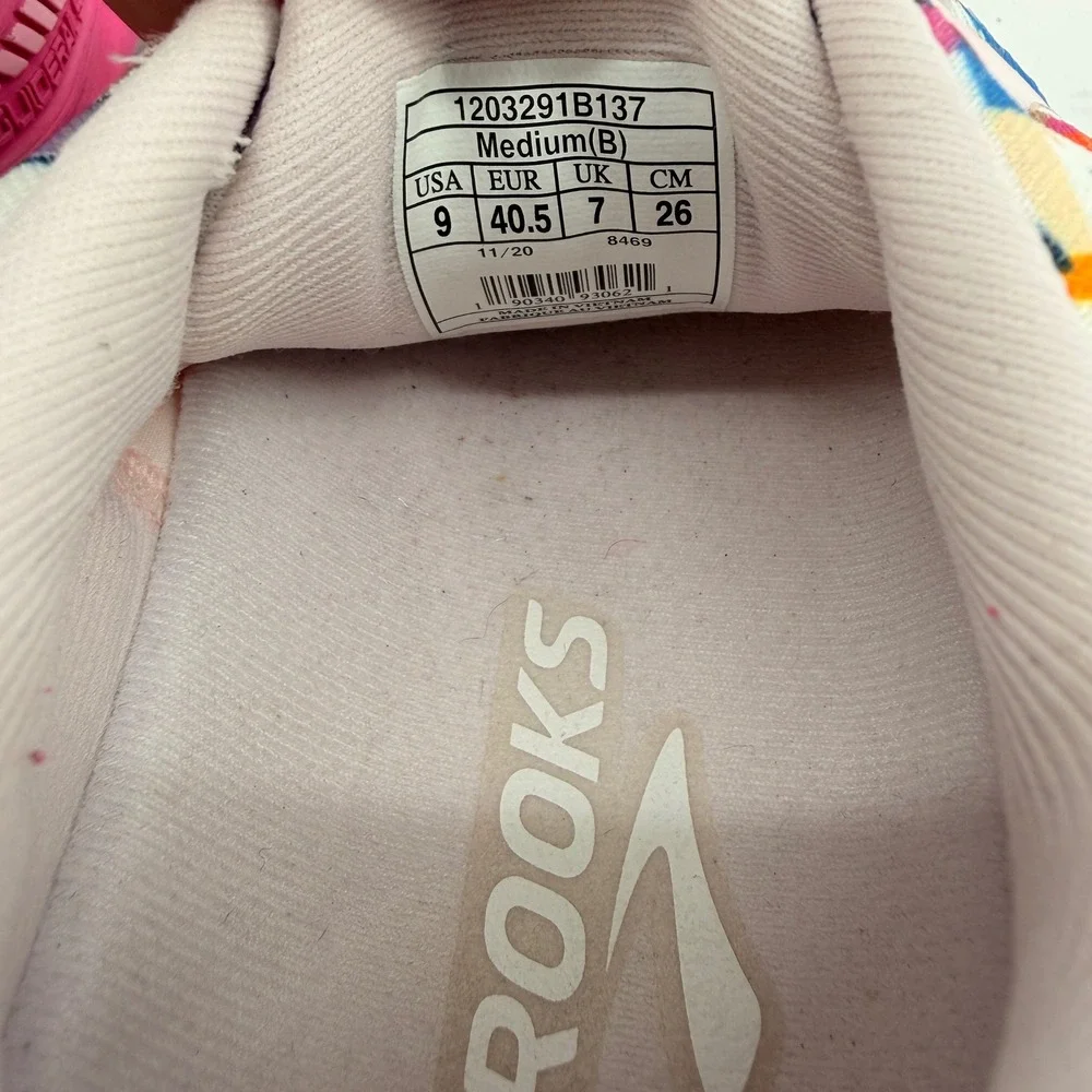 Brooks Adrenaline GTS 21 Women 9 Pink Multi Unity Help Save Youth Sports Shoes - Picture 8 of 8